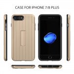 Wholesale Apple iPhone 8 Plus / 7 Plus Cabin Carbon Style Stand Case (Gold)